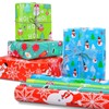 Christmas Wrapping Paper, Gift Wrapping Paper Roll with Snowman & Snowflakes Pictorial for Christmas, New Year, Holiday, Party, 4 Rolls, 17 In X 17 Feet In Per Roll