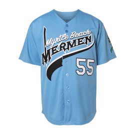 Villa Kenny Powers Baseball Jersey #55 Myrtle Beach Mermen Stitched Men Movie Baseball Jersey Blue Green (55 Powers Blue, XXX-Large)