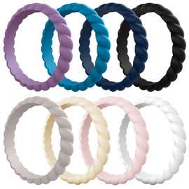 Egnaro Silicone Ring Women Thin and Stackable Rubber Rings Women Wedding Bands - 2.5mm Width - 1.8mm Thick