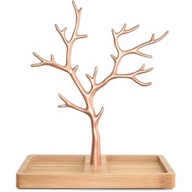 Galeara design Jewellery Tree White Gold Jewellery Holder White Jewellery Stand Black Jewellery Storage Rose Gold Home Decoration Aluminium Decorative Metal (Furo Rose Gold Bamboo)