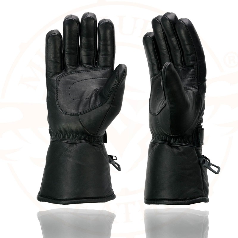 Milwaukee Leather Men's Leather Gauntlet Lined Motorcycle Hand Gloves -