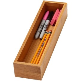 YBM Home Bamboo Drawer Organizer Storage Box for Kitchen Drawer, Junk Drawer, Office, Bedroom, Children Room, Craft, Sewing, and Bathroom, 3x12x2 inch