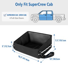 GRAOSO Under Seat Storage Fit for SuperCrew Cab, Foldable Truck Organizers and Storage Box Under Rear Seat For Single Seat with Removable Bottom Plate, 2 Side Handles and Hook Snap Fix Strap, Black