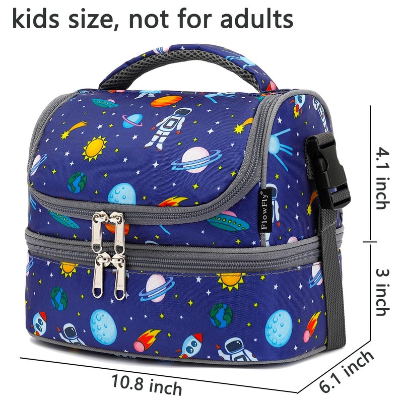 FlowFly Kids Double Decker Cooler Insulated Lunch Bag Large Tote