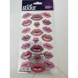 Sticko Autocollant Kiss Lips ~ Bling Lips Different Shades of Pink Scrapbooking