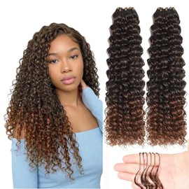 Feather Crochet Hair for Black Women 60 Strands 110g Deep Wave Hair for Miracle Knots Pre Separated Invisible Deep Curly Crochet Hair (T30#, 16 Inch)
