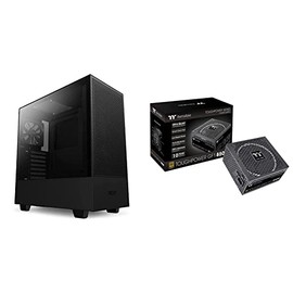 NZXT H5 Flow Compact ATX Mid-Tower PC Gaming Case & Thermaltake Toughpower GF1 850W 80+ Gold SLI/CrossFire Ready Ultra Quiet 140mm Hydraulic Bearing Smart Zero Fan Full Modular Power Supply