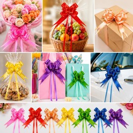 100 Piezas de Moños para Regalo con Acabado Dorado, Moños Satinados para Decoración de Cajas y Detalles, para Bodas, Fiestas y Decoración Navideña