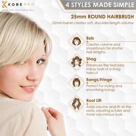 K-Pro 25mm Radial Ceramic & Ionic Hair Brush for Blowout & Blowdry - Professional Blow Dry Brush for Salon-Quality Results, Enhance Volume and Shine, Ideal for All Hair Types