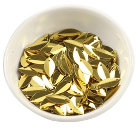 40g Cup Oval Folding Sequins Horse Eyes Shape Loose Sequin PVC Loose Sequins Glitter Paillette for DIY Crafts Embellishment Sewing, Gold