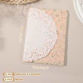 uxcell 16 Sheets Textured Scrapbook Paper, Mixed Special Paper Mesh Fabric Assorted Set for Scrapbooking Junk Journal Card DIY Materials Collage Card Embellishments, White/Orange/Green