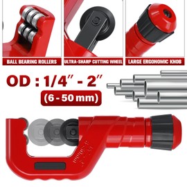 4-1 Tubing Cutter Set, Heavy Duty Pipe Cutter 1/4’’-2’’ OD, Mini Pipe Cutter 1/8’’-7/8’’OD, Mini Copper Pipe Cutter with Deburring Tool, PVC/Aluminium/Plastc Pipes, Suitable for repair & DIY workers