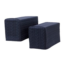 Classic Home Store Stretch Cable Knit Pattern Pair of Rounded Arm Caps Antimacassar Furniture Cover (Navy)