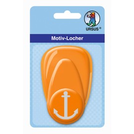 Ursus 19480013 Motif Hole Punch with Lever Medium Anchor, Orange, Punched Motif Approx. 25.4 mm, Made of Plastic with Metal Punch, Suitable for Grammages of 160 220 g/m²
