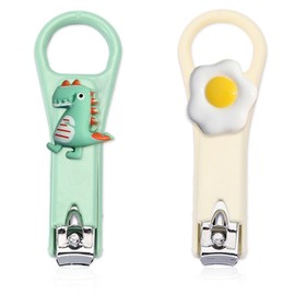 SIOPPKIK 2 Stück Nagelzwicker Set, Nagelknipser Gerade, Knipser für Fingernägel, Nagelknipser Scharf, Nails Cutter für Frauen, Mädchen und Kinder (Grün,Beige)