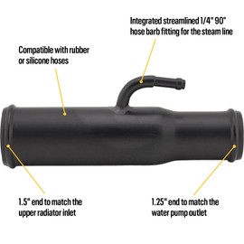 LS Swap Radiator Hose Adapter - Easy Install, Standard Steam Port Connection, Compatible with GM Radiators, Budget Friendly Solution, Durable Black Powder Coat Finish