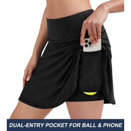 Ewedoos Tennis Skirt Womens Skorts with Pockets Shorts Tennis Skirts for Women Athletic Golf Running Pickleball Black