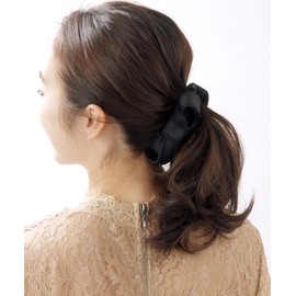 VINGTAINE H7148-BK- Basic Color Twist Ribbon Banana Clip Office Hair Accessories