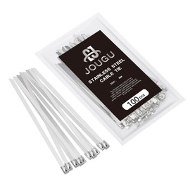Metal Zip Ties 11.8 inch 100pcs 304 Stainless Steel Locking Cable 250LB 300mm Heavy Duty Exhaust Wrap Multi Purpose Binding for machinery, vehicles, farms, cables, pipes,Fence