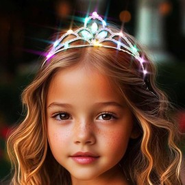 DRESBE Light Up Crystal Tiaras LED Rhinestone Crown Headband Princess Glow Party Hair Accessories for Women and Girls
