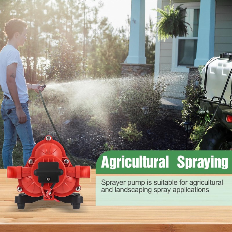 12V Pump, 2.5gpm-8amp-60psi, Chemical and Corrosion Resistant, Compatible with Roundup,