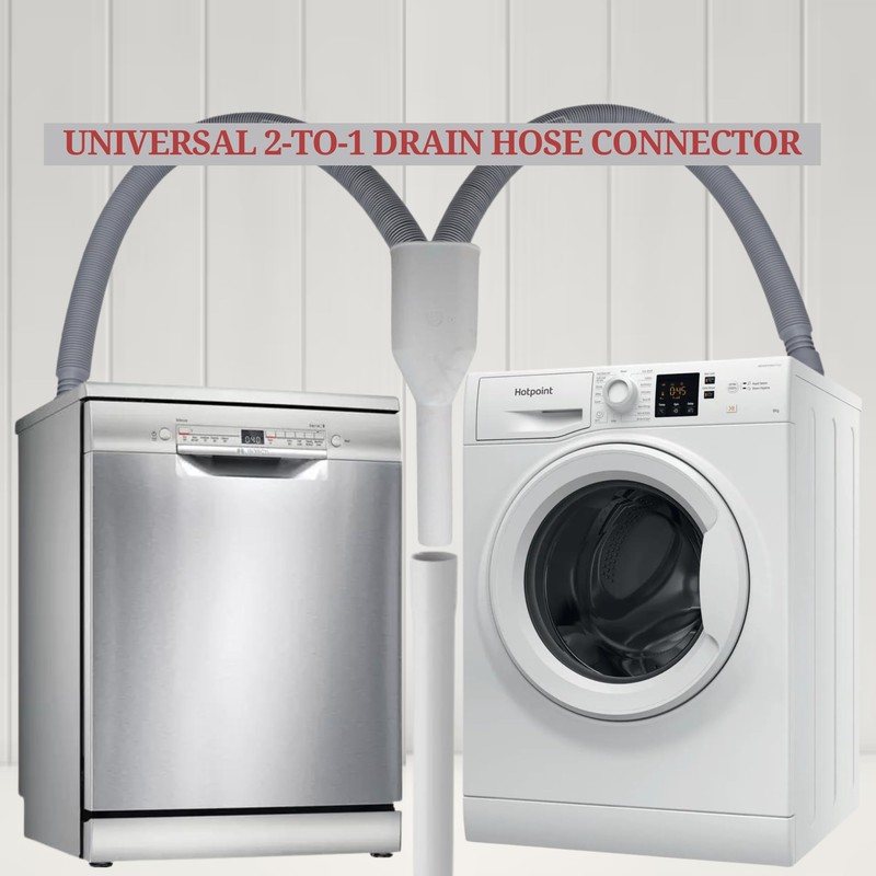 Universal 2 to 1 Drain Hose Connector, Dishwasher and Washing