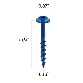 BNUOK Pocket Hole Screws 1 1/4 Inch, 75Pcs, Anti-Rust Blue Coated Pocket Screws #8 x 1-1/4", Exterior Wood Screws, Coarse Thread, Washer Head Square Drive, Self-Tapping Tip, with Drive Bit