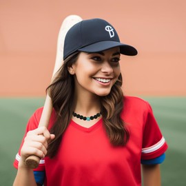 Baseball Necklace for Women Men Sparkle Bling Rhinestone Pollyanna Philadelphia Baseball Beaded Necklace Bling Rhinestone Hip-hop Baseball Necklaces for Baseball Lovers 20“ (Black Blue-20")