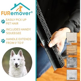 FURemover Original Pet Hair Rubber Broom with Squeegee, with 58" Telescopic Handle for Carpet, Tile and Hardwood