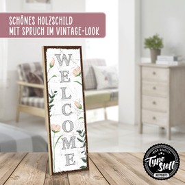 TypeStoff HS-01153 Wooden Sign with Saying - Welcome - Vintage Look with Quote as Gift and Decoration for Home and Family Theme