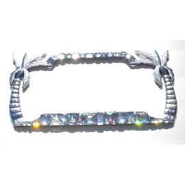 Palm Trees Chunky Mix AB and Clear Crystal Rhinestone License Plate Frame Bling