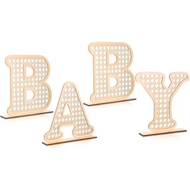 RattanView Wooden Baby Letters Rattan Set 11 Inch Wood Letters Baby Table Centerpiece Boho Nursery Decor Baby Wooden Rattan Letters Table Decor Rustic Letter Home Decoration for Toddler Girls Boys