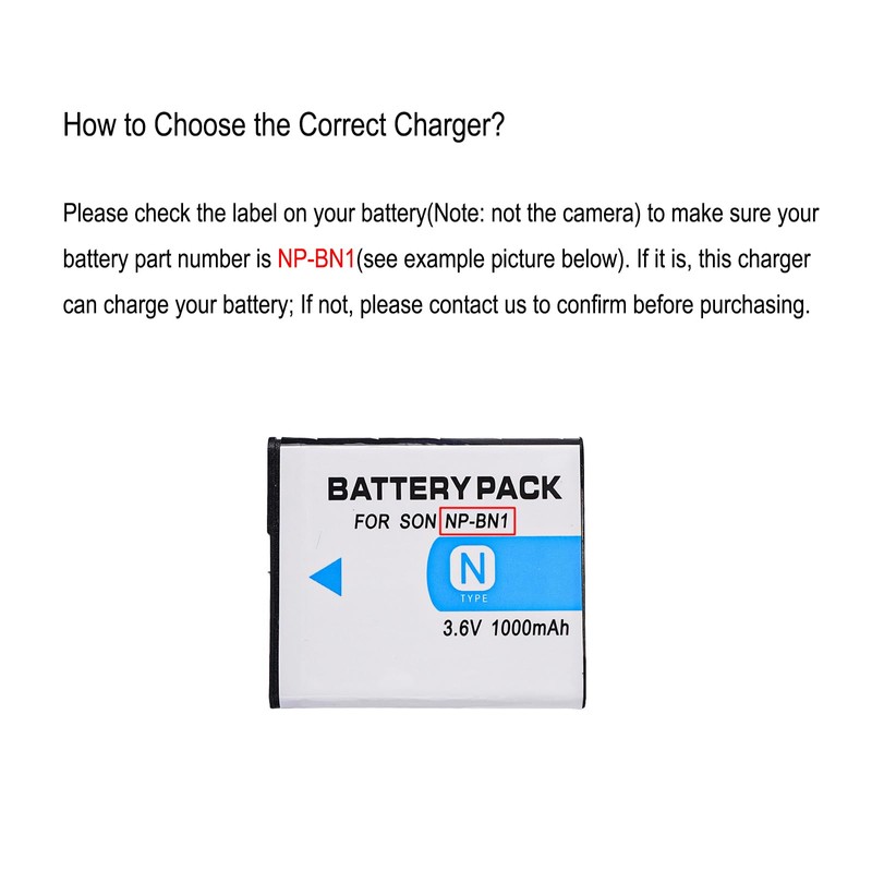 Battery Charger for Sony NP-BN1, NPBN1, Type N Battery, BC-CSN,