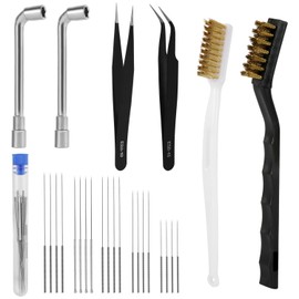 3D Printer Nozzle Cleaning Set, Includes 20 Nozzle Cleaning Pens, 2 Wire Brushes, 2 L-Shaped Wrenches, 2 Tweezers with Storage Box, 3D Printer Maintenance Accessories