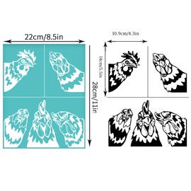 GOMAKERER 2 Sheets Chicken Pattern Silkscreen Stencil, Farm Animal Painting Stencils Templates Reusable Self-Adhesive Silk Screen Printing for Wall Border Wood Fabric Home Craft Decor