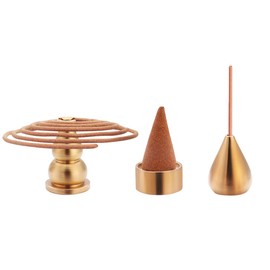 Xujia Incense Holder, Coil Incense Burner, Incense Cone Burner, Incense Sticks Burner, 3 Styles Brass(6 Pieces).