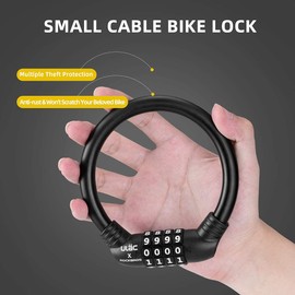 ROCKBROS Bike Lock Cable Lightweight Bike Locks with Combinations Small Bike Cable Lock Anti-Theft Bike Wheel Lock 12MM Black