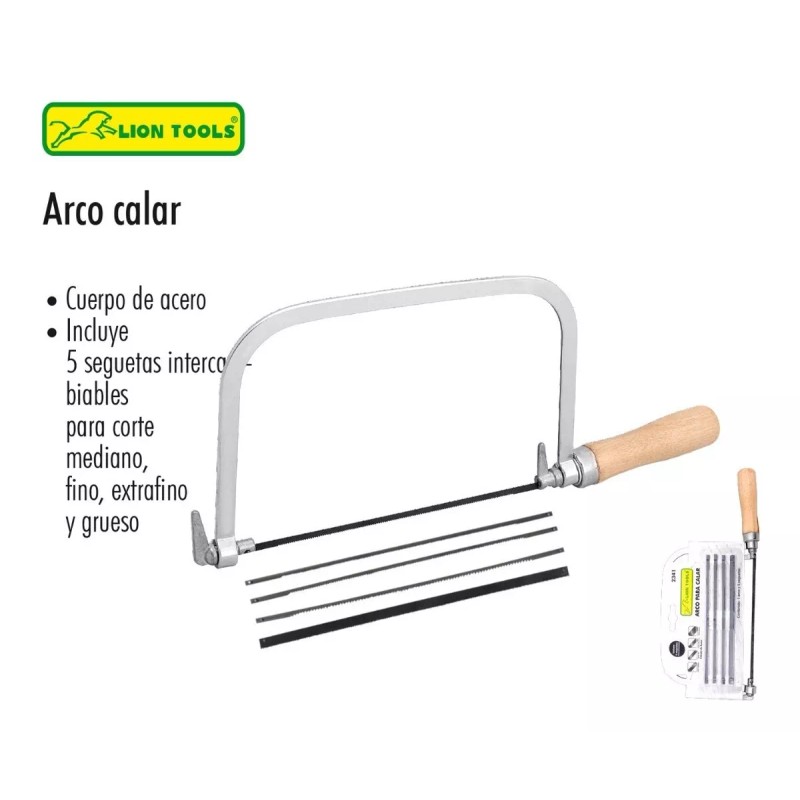 Lion Tools Arco Para Calar Con 5 Seguetas Cuerpo De