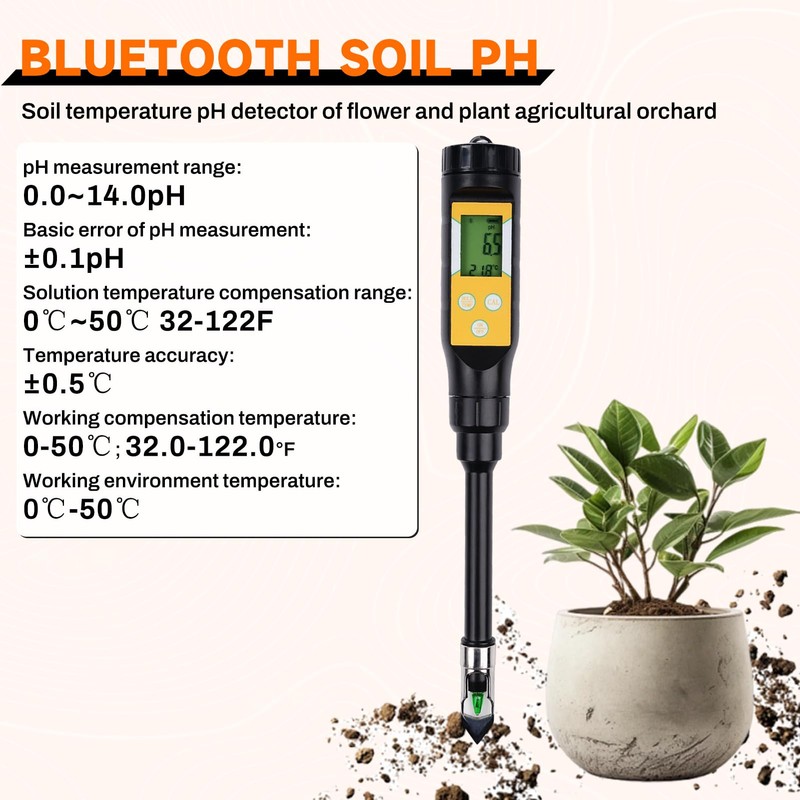 6-in-1 Bluetooth Moisture Meter Plant Moisture Meter PH Meter Soil