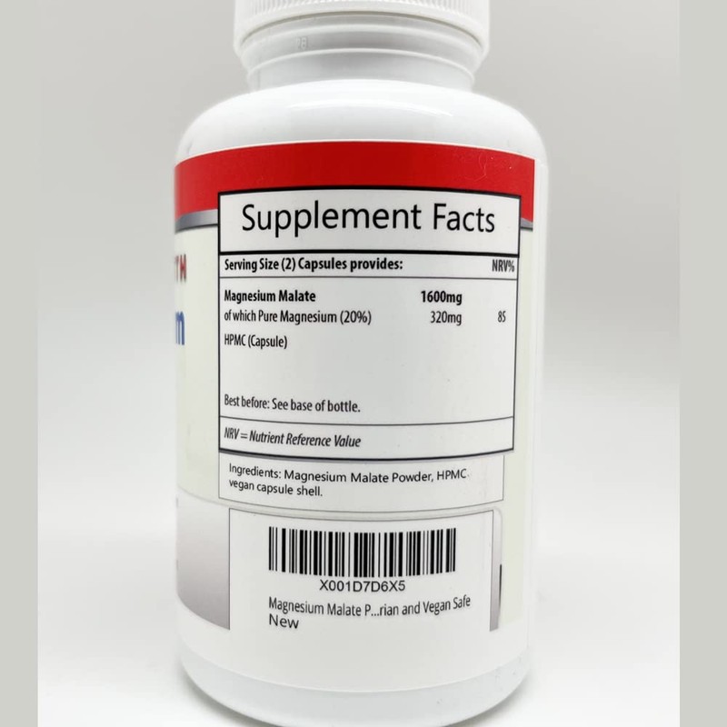 Magnesium Malate Pure Capsules 800mg Per Capsule - NO Fillers