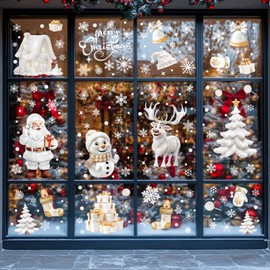 AXEN Christmas Window Clings, Window Sticker for Glass Christmas Decorations, Merry Christmas Window Decorations, Holiday Window Clings, Style 4