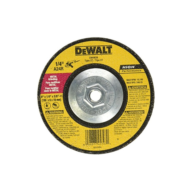 DEWALT DW4626 6-Inch by 1/4-Inch by 5/8-Inch-11 High Performance Metal