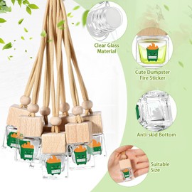 Reallnaive 30 Pcs Dumpster Fire Essential Oil Hanging Bottle Glass Car Air Freshener Diffuser Refillable Fragrance Pendant Vials with Funnel Dropper for Employee Staff Teachers Team Thank You Gift