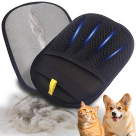 Pet Hair Removal Tool 1 Piece, Five-Finger Electrostatic Dog and Cat Hair Remover Gloves, Resuable and Washable Pet Hair Cleaning Brush for Furniture, Couch, Clothes, Carpet, Bedding...Black