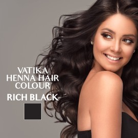 Vatika Naturals Permanent Hair Dye Rich Black, 100% Grey Coverage, Ammonia-Free, for Rich, Long-Lasting Color, No Damage, for Healthy, Vibrant Hair - 18 Sachets X 10g (Rich Black, Pack of 3)