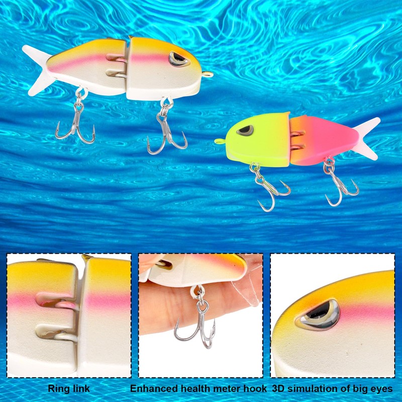 BOXOB 2pcs Mini Glide Bait, Realistic Glide Baits Lifelike Swim