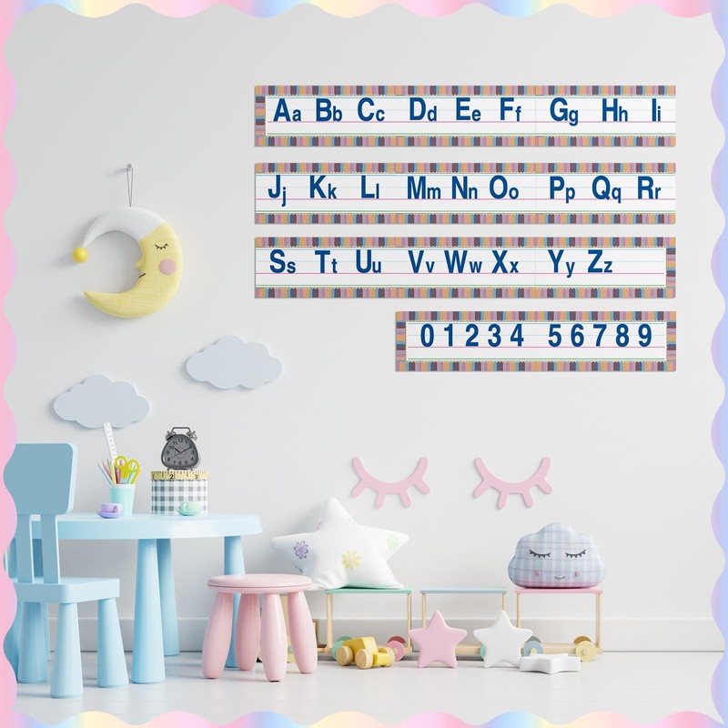 Janlaugh Alphabet Bulletin Board Strips Set Alphabet Line ABC Banner
