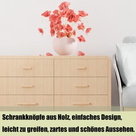 GANILITY Pack of 6 Wooden Furniture Handles, Cabinet Handles Wood with Screws, Drawer Pulls, Solid Wood Kitchen Cabinet with Handles, Hole Spacing 160 mm, for Cabinets, Bathrooms, Offices and Kitchens