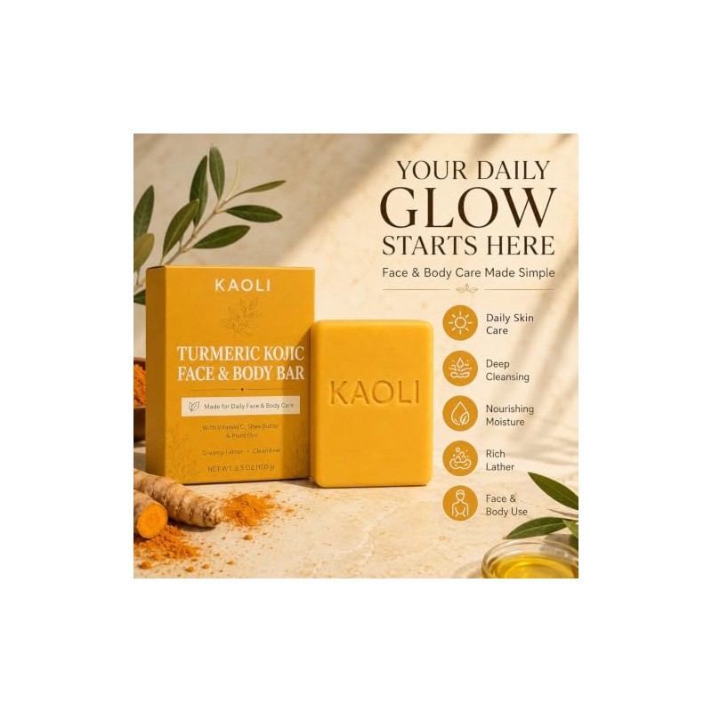 Soap, Turmeric Cleansing Bar for Face and Body, Skincare Soap
