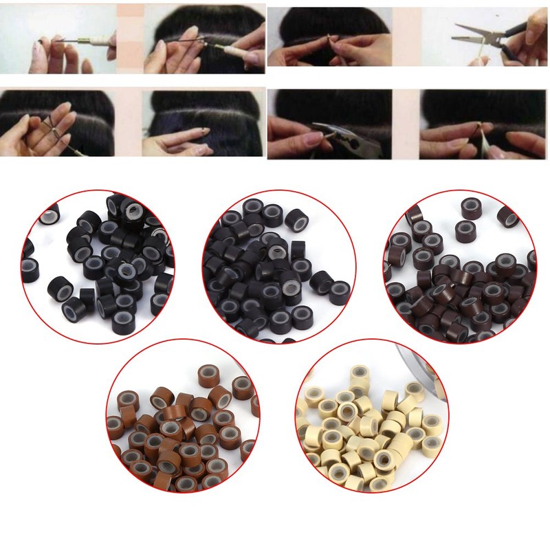 Filfeel Anillos de extensión de cabello de Silicona, 500PCS/Bottle 5MM